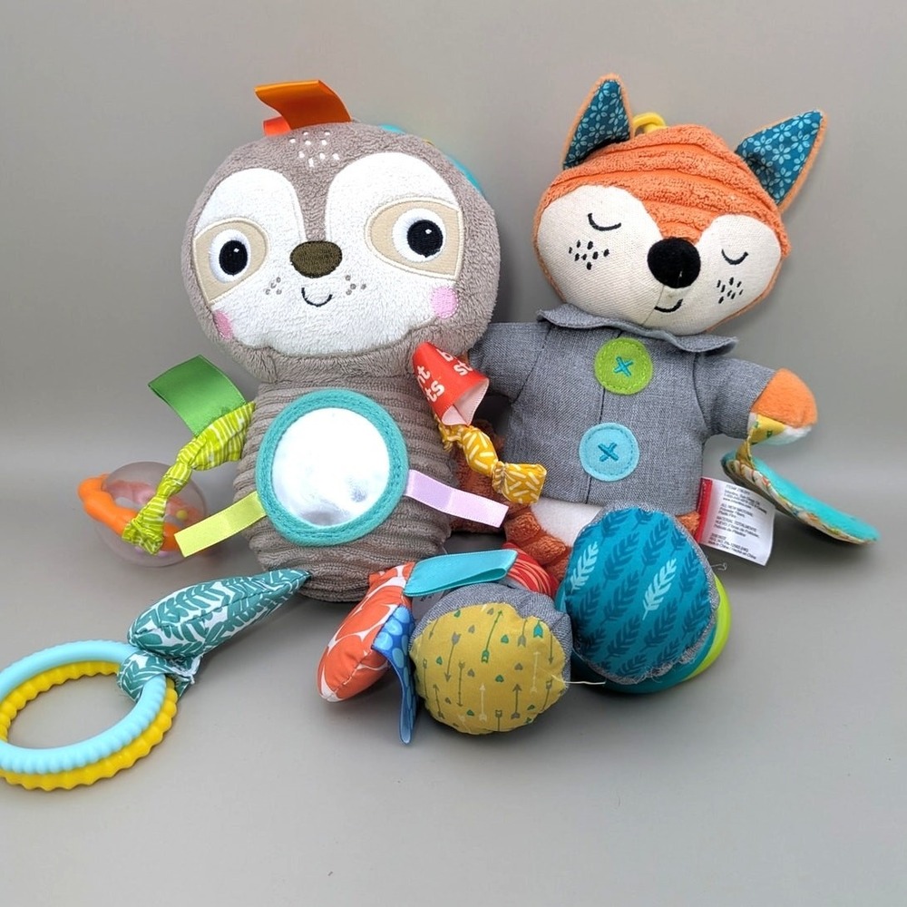 Infantino Fox and Bright Starts Owl Plush Sensory Activity Infant Baby‎ Toys